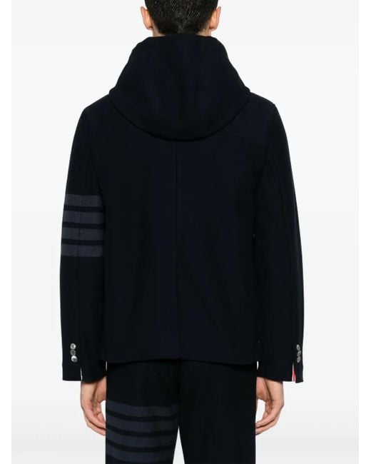 Thom Browne Black 4 Bar-Stripe Hooded Jacket for men