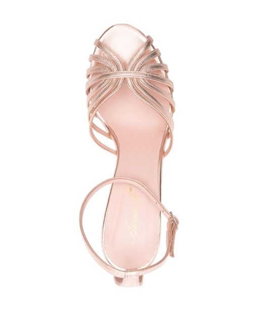 Sandales en cuir 95 mm à brides Anna F. en coloris Pink