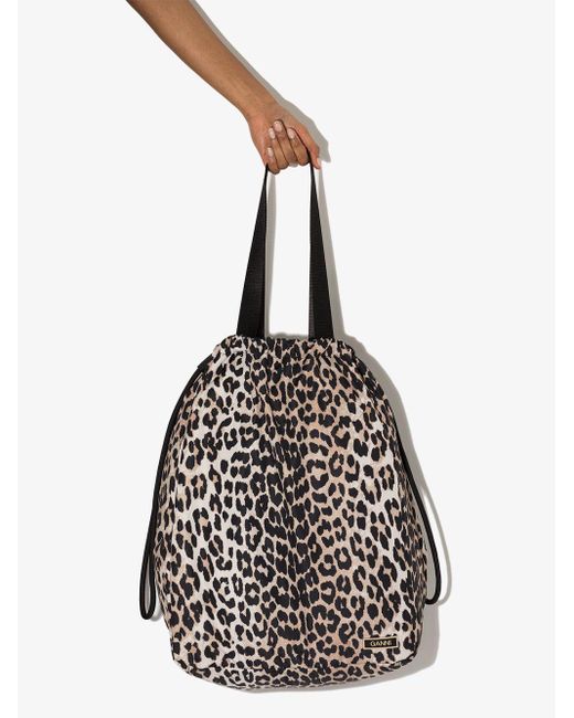 leopard print drawstring bag