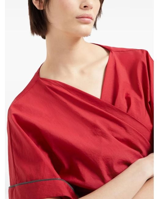 Brunello Cucinelli Red Monili-Detail Blouse