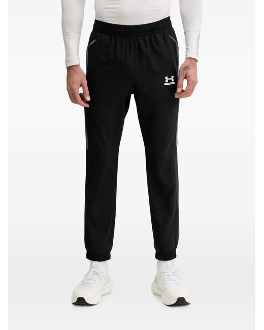 Under Armour Black Tech Sport Logo-Print Panelled Track Pants for men