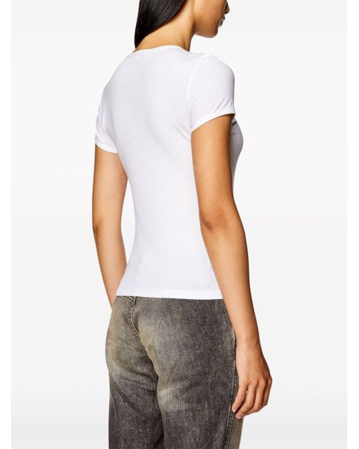 DIESEL White T-Matic T-Shirt mit Kettenverzierung