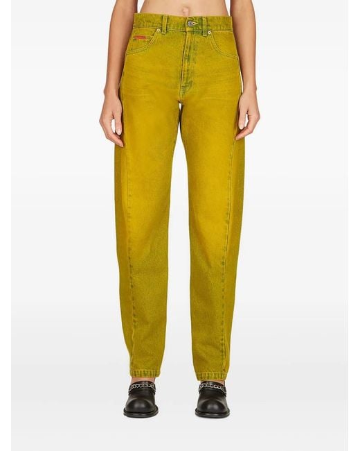 Martine Rose Yellow Distressed-Finish Jeans