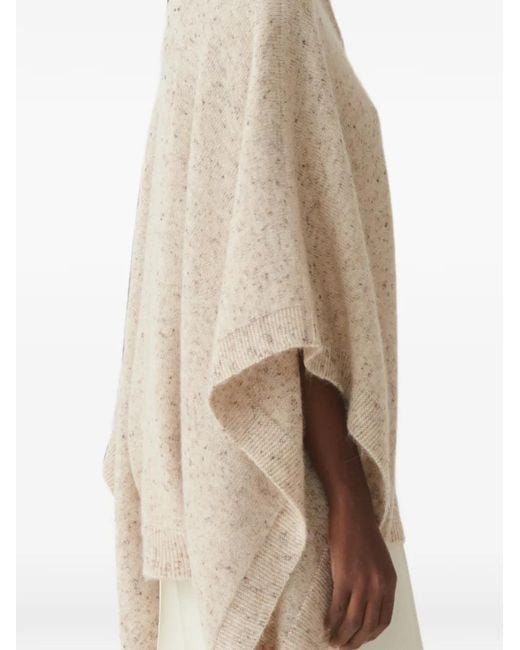 Fabiana Filippi Natural Flecked-Knit Button-Collar Cape