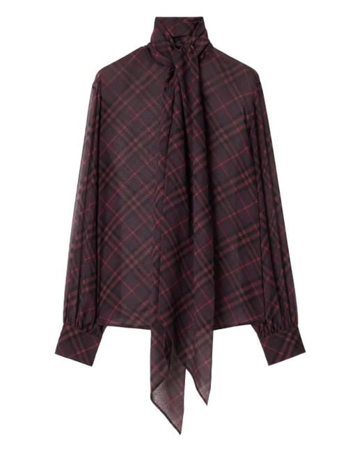 Burberry Purple Bluse Mit Check