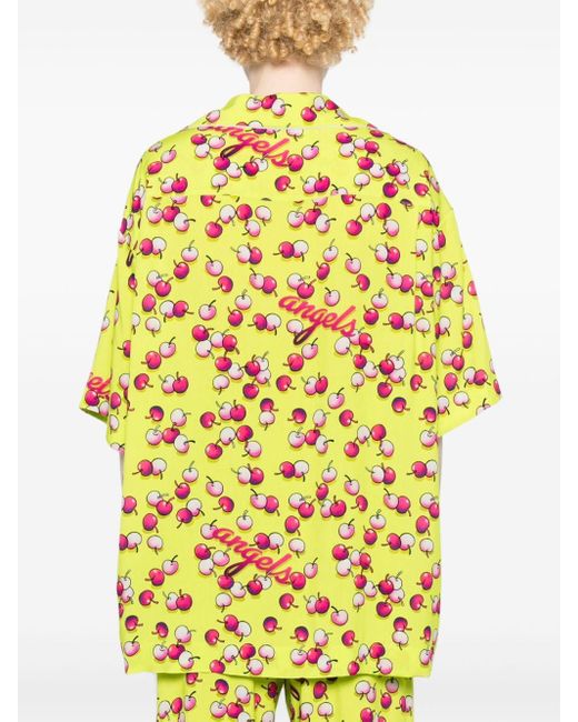 Palm Angels Yellow Cherries-patterned Short-sleeved Shirt
