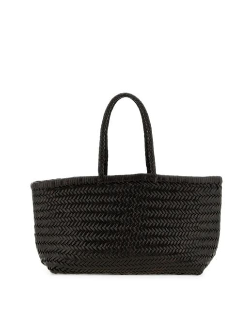 Dragon Diffusion Black Big Bamboo Triple Jump Woven Leather Shoulder Bag