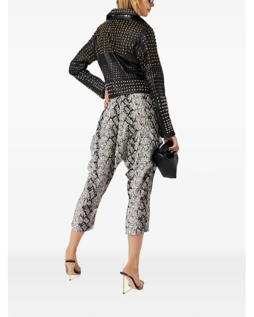 One Teaspoon Gray Snake-Print Cropped Trousers