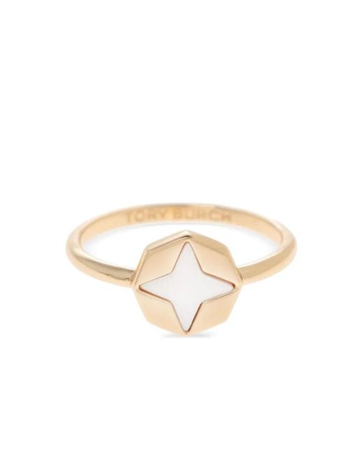 Tory Burch White Charm-Embellished Ring (Set Of Three)