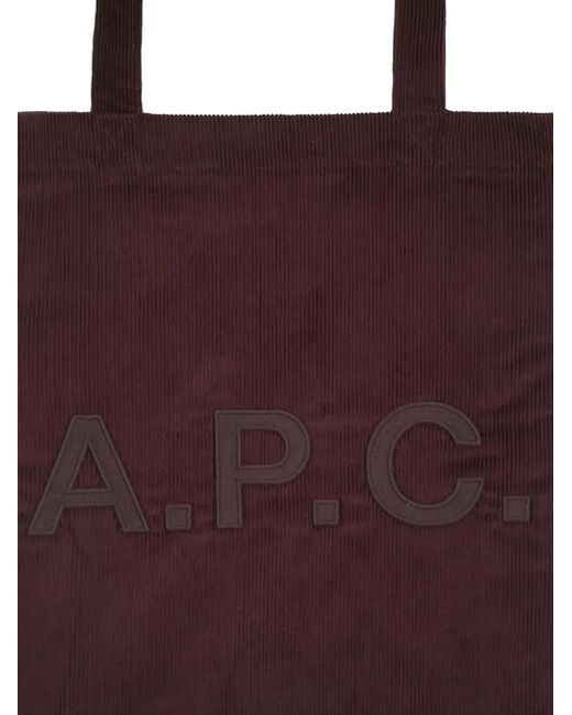 A.P.C. Purple Lou Corduroy Tote Bag