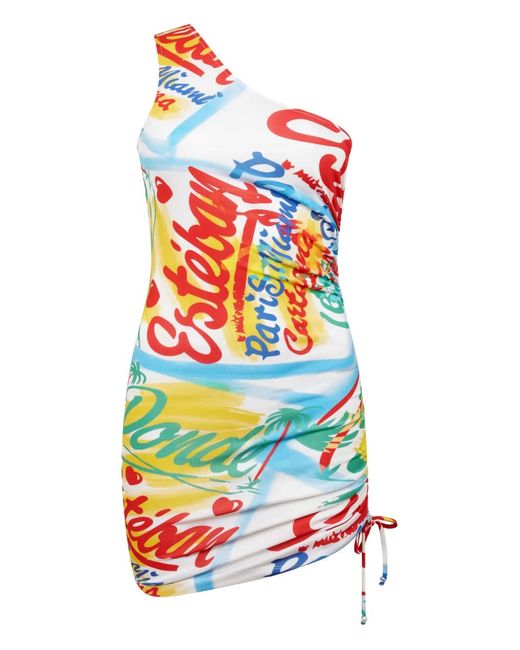 Donde Esteban White Bazurto One-Shoulder Mini Dress