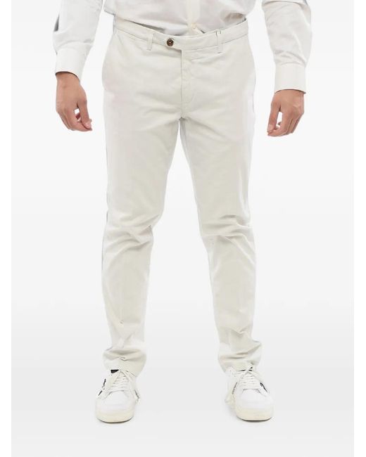 Corneliani White Belt-Loop Buttoned Trousers for men