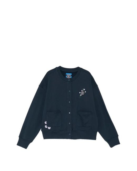 SPORT b. by agnès b. Blue Cardigan À Fleurs Brodées