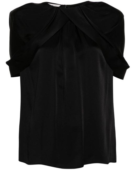 Cape-detail satin blouse Stella McCartney de color Black