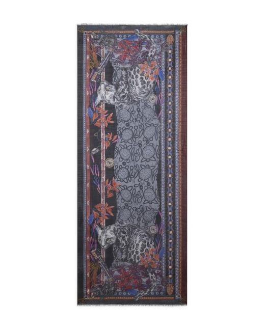 Etro Purple Leopard-Print Scarf for men