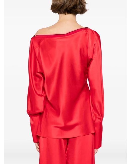 Danamé Red Asymmetric-Neck Top