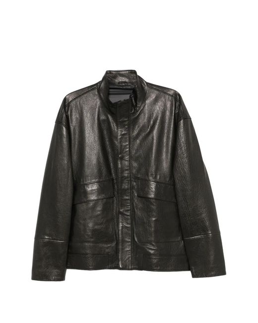 SERGIO MORETTI FIRENZE Black High-Neck Panelled Jacket for men