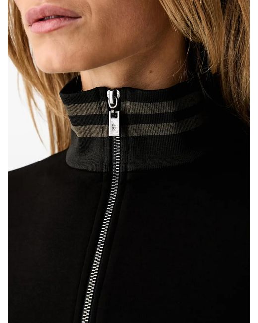 Joseph Ribkoff Black Striped-Collar High-Neck Shift Mini Dress