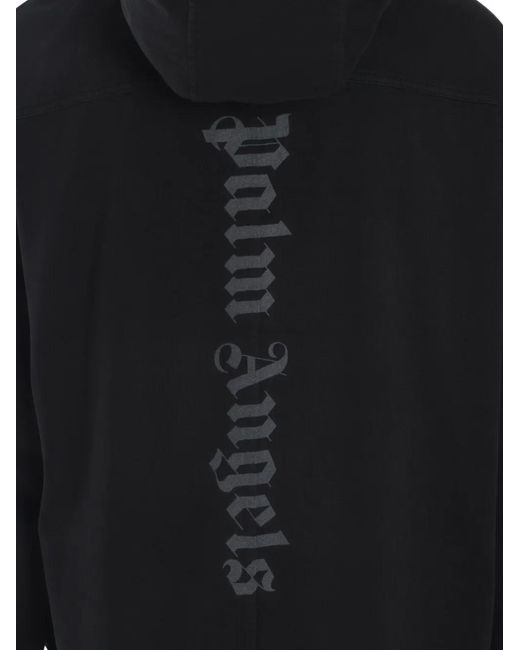 Palm Angels Black Gothic-Logo Hoodie for men