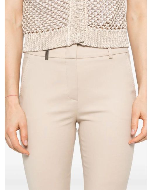 Peserico Natural Pressed-Crease Tapered-Leg Trousers