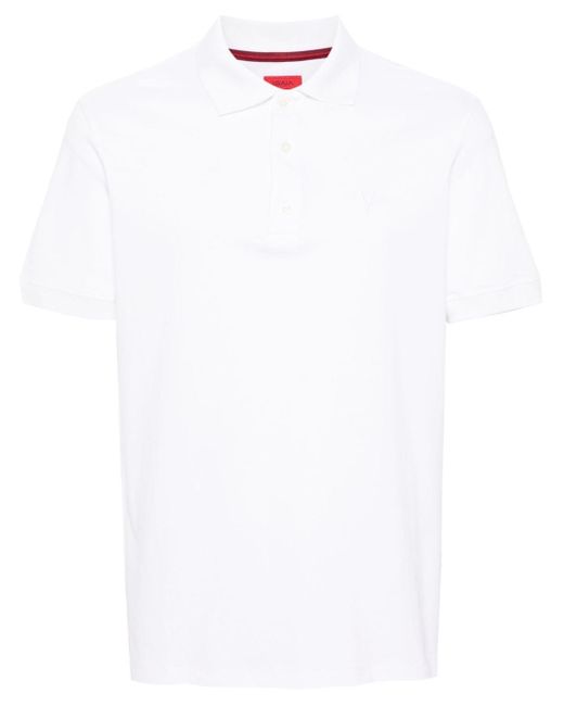 Isaia White Logo-embroidered Polo Shirt for men