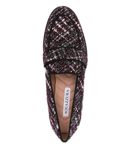 Mocasines de tweed a cuadros Aquazzura de color Brown