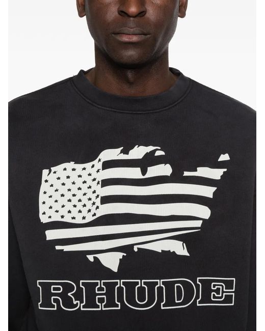 Rhude Black Logo-Print Sweater for men
