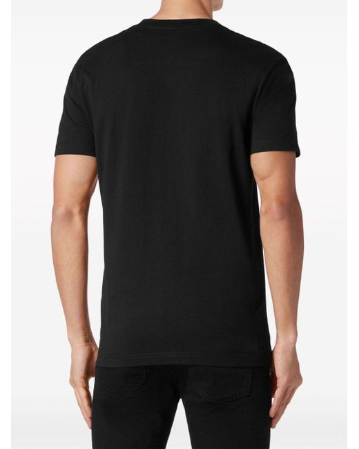Philipp Plein Black Dripping Skull Cotton T-shirt for men
