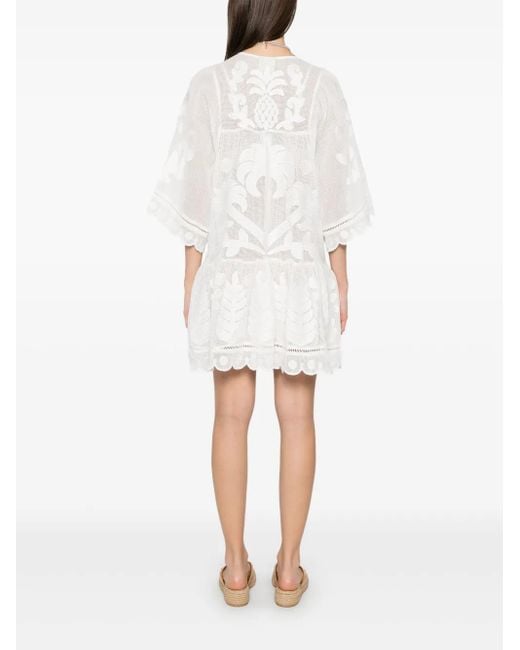 Abito Corto Con Ricamo di Farm Rio in White