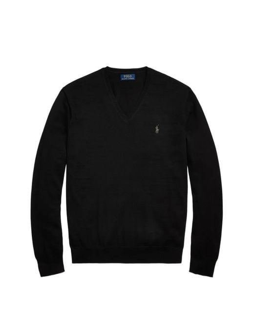 Polo Ralph Lauren Black V-Neck Sweater for men