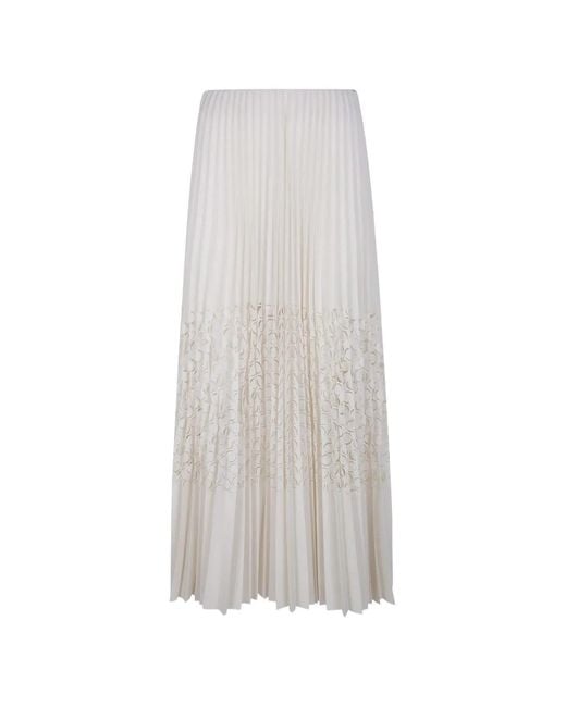 Aviu White Pleated Pattern Maxi Skirt