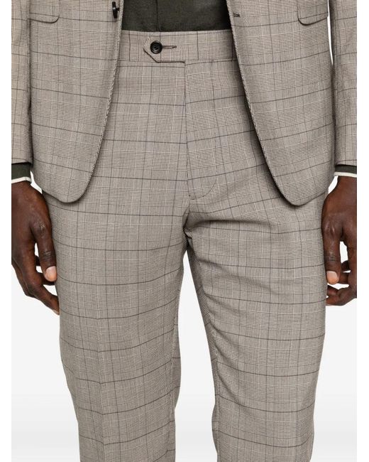 Reveres 1949 Gray Checked Single-Breasted Blazer for men