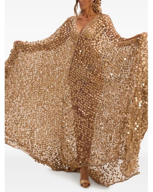 SANA OSMANI Natural Diva Sequin Maxi Dress
