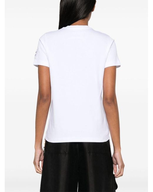 Moschino White Logo-embroidered Cotton T-shirt