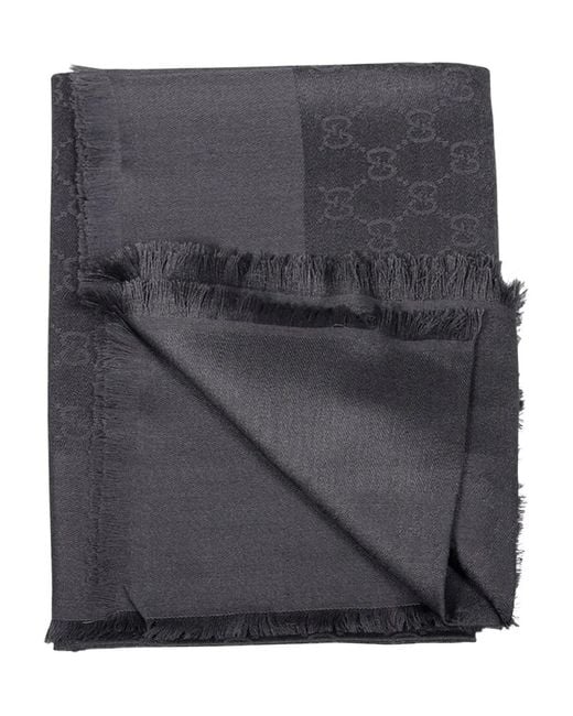 Gucci Gray Monogram Scarf for men