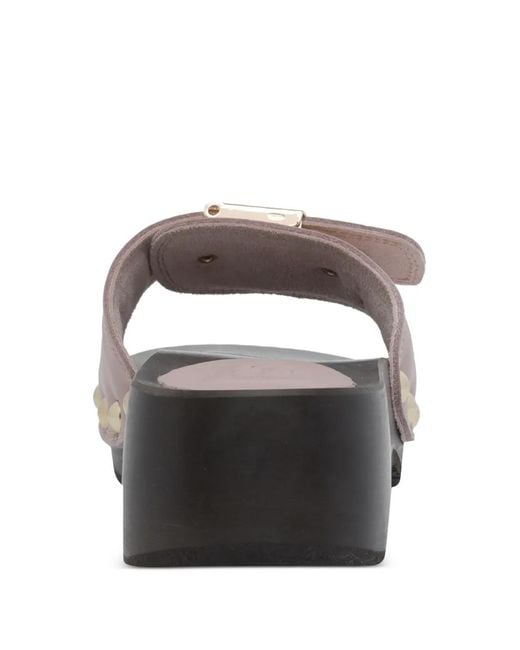 Scholl Gray Pescura Heel Sr Leather Sandals