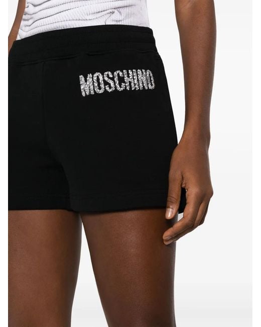 Moschino Black Logo-Embellished Organic Cotton Shorts