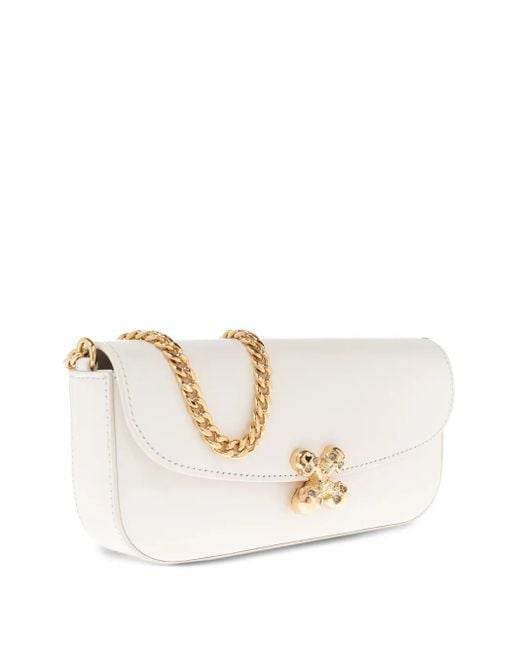Borsa A Spalla Skull Flower Piccola di Alexander McQueen in White