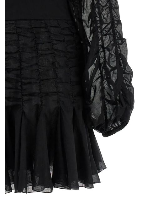 Giovanni bedin Black Robe Courte À Effet Froncé