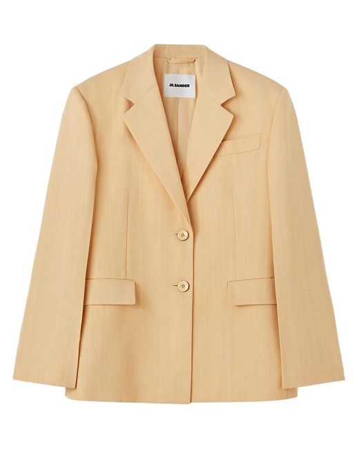 Jil Sander Natural Blazer En Crêpe À Simple Boutonnage