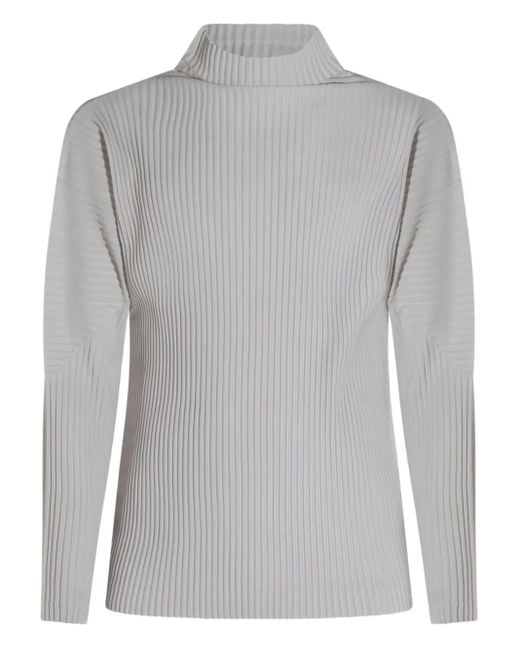 Homme Plissé Issey Miyake Gray Plissé-Effect Turtleneck T-Shirt for men