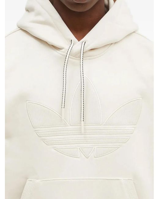 Adidas White Embossed-Logo Hoodie for men