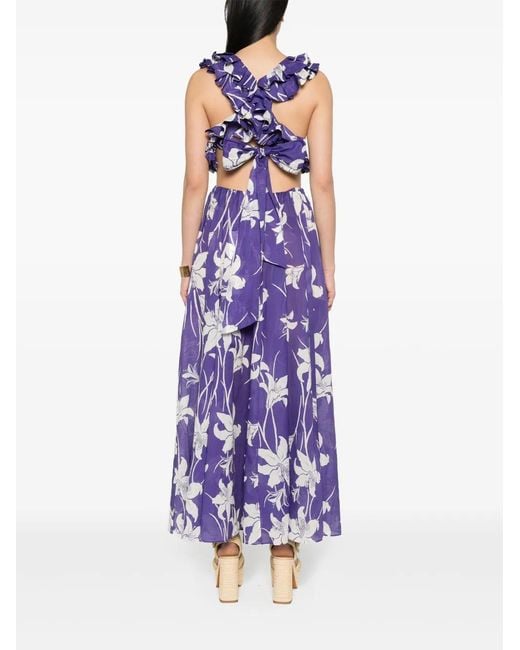 Zimmermann Purple Floral Maxi Dress For