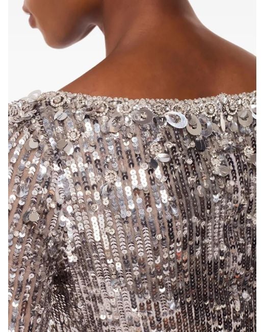 Jenny Packham Kestra スパンコールトリム マキシドレス Gray