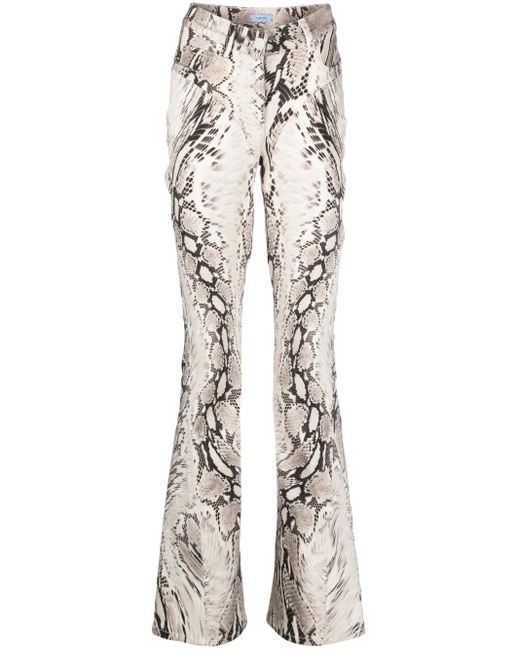 Mugler Broek Met Slangenleer-Effect in het White