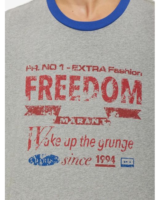 Isabel Marant Gray Hiroe Graphic-Print T-Shirt for men