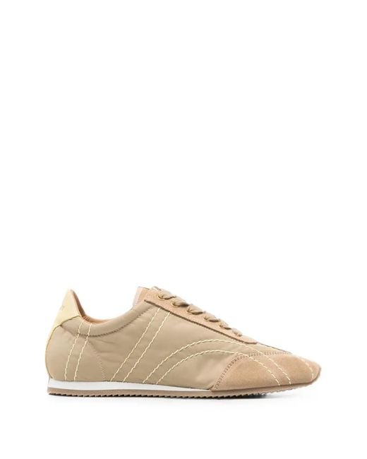 Totême Natural Contrast-Stitch Panelled Sneakers