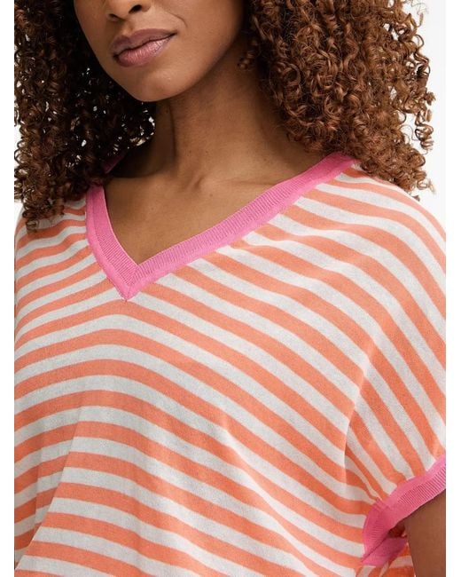 Lola Casademunt Red Striped V-Neck Sweater