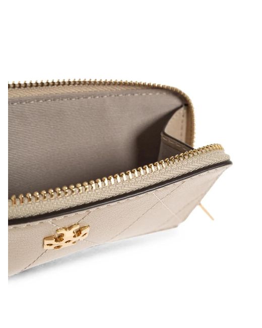 Tory Burch Natural Quilted Leather Card Holder