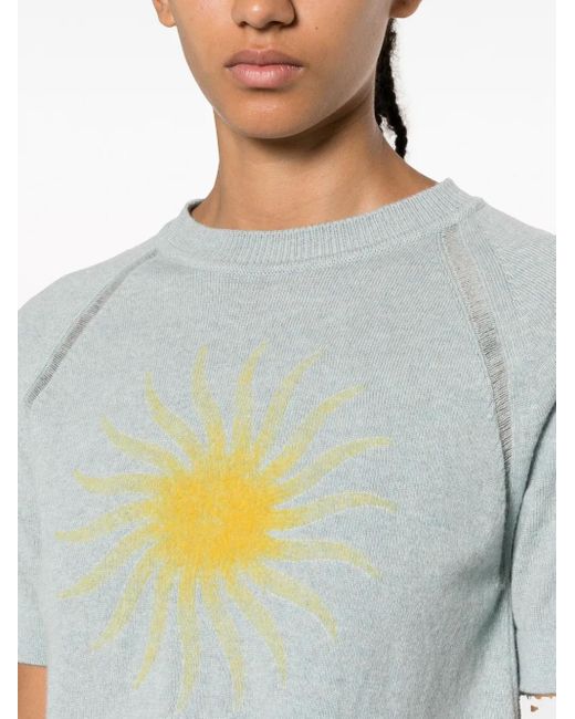 Barrie Blue Sun-Motif Cashmere Top